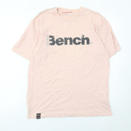 Bench Mens Pink Cotton Graphic Logo T-Shirt Size M