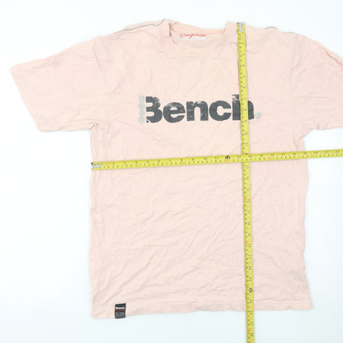 Bench Mens Pink Cotton Graphic Logo T-Shirt Size M