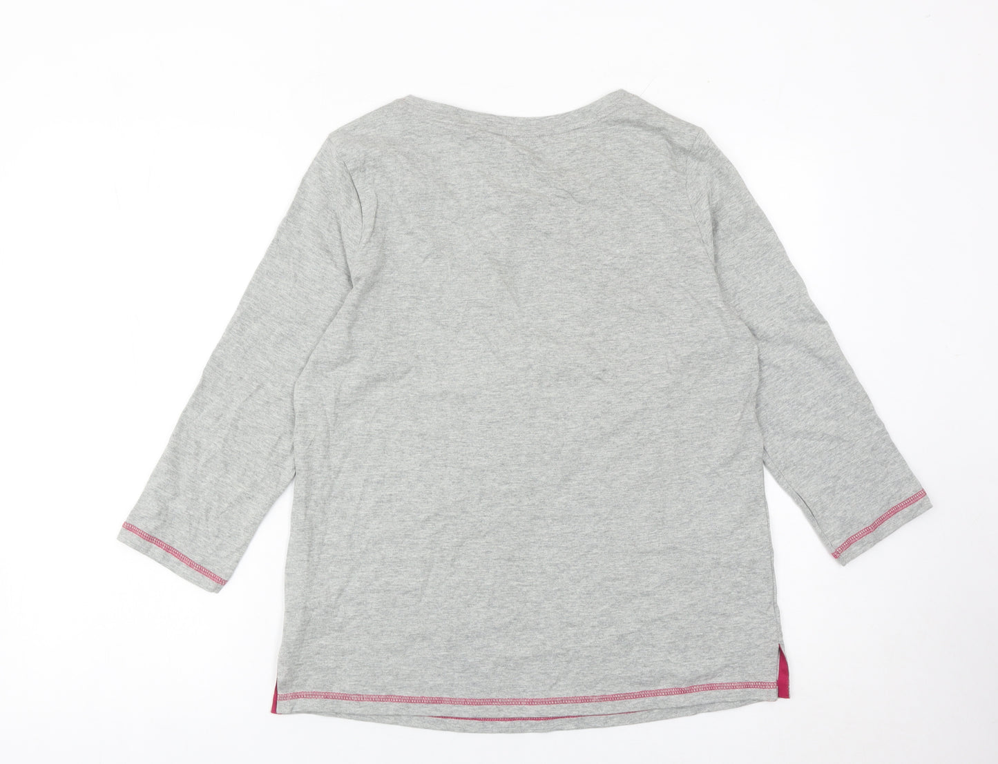 Next Womens Grey 3/4 Sleeve Cotton Christmas Llama T-Shirt Size 12