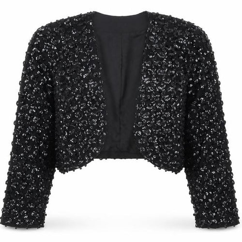 Linea Privata Girls Black Sequin Shrug Long Sleeve Party Cardigan Size 15Y