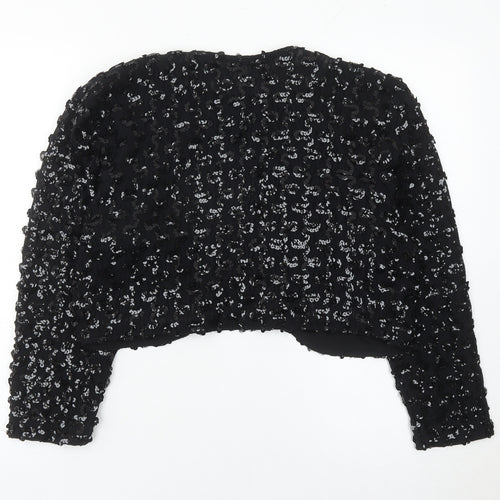 Linea Privata Girls Black Sequin Shrug Long Sleeve Party Cardigan Size 15Y