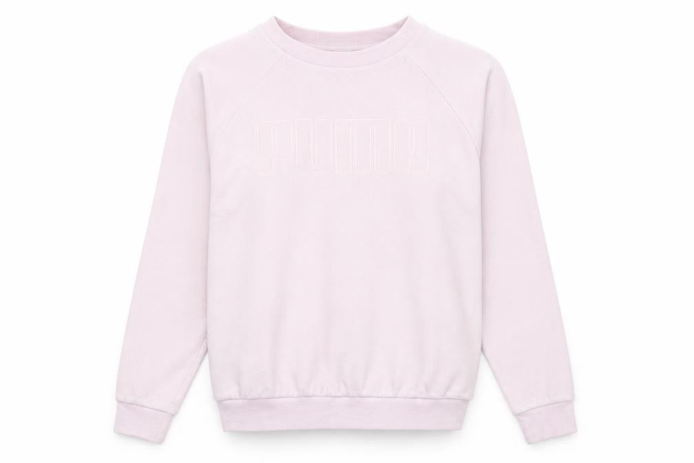 Front view of Puma Women’s Pink, size UK 10, Pullover Sweatshirt Long Sleeve Logo