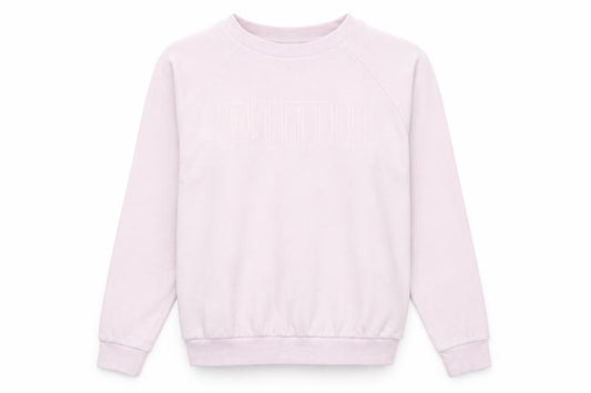 Front view of Puma Women’s Pink, size UK 10, Pullover Sweatshirt Long Sleeve Logo