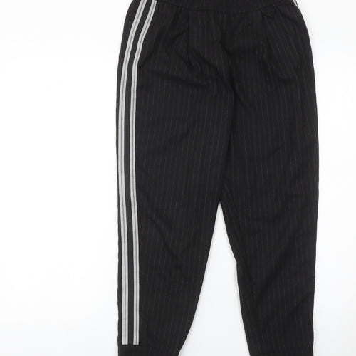 Zara Women Black XS Jogger Trousers Striped Casual Tapered