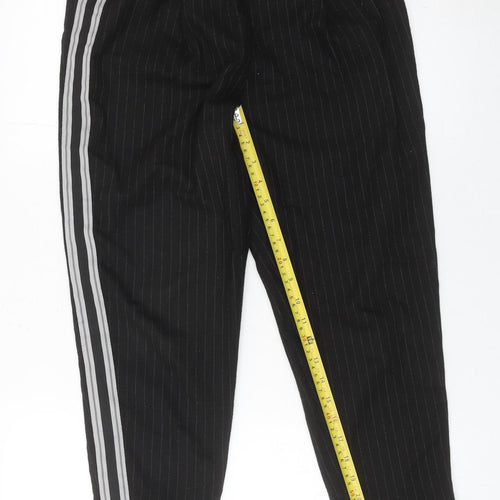 Zara Women Black XS Jogger Trousers Striped Casual Tapered