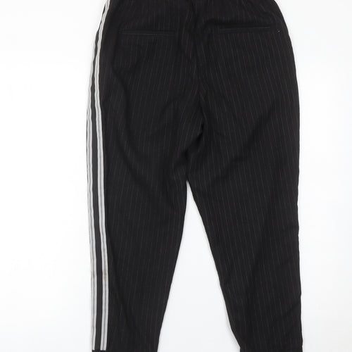 Zara Women Black XS Jogger Trousers Striped Casual Tapered