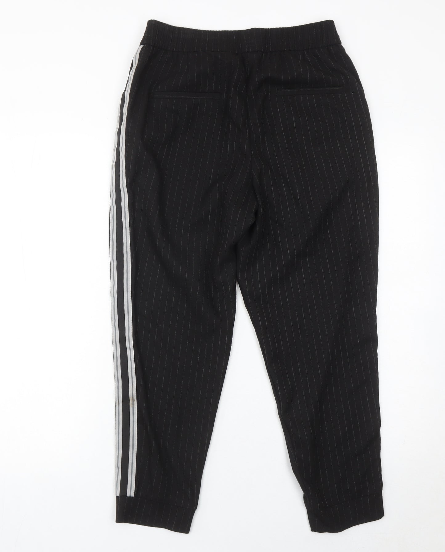 Zara Women Black XS Jogger Trousers Striped Casual Tapered