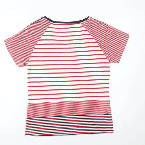 Domani Womens Red White Striped T-Shirt Size 12 Raglan Short Sleeve