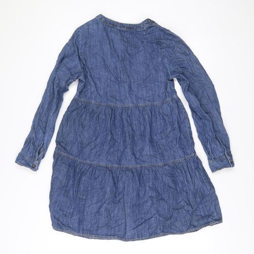 F&F Women’s Blue Denim Shirt Dress UK 6 Long Sleeve Casual