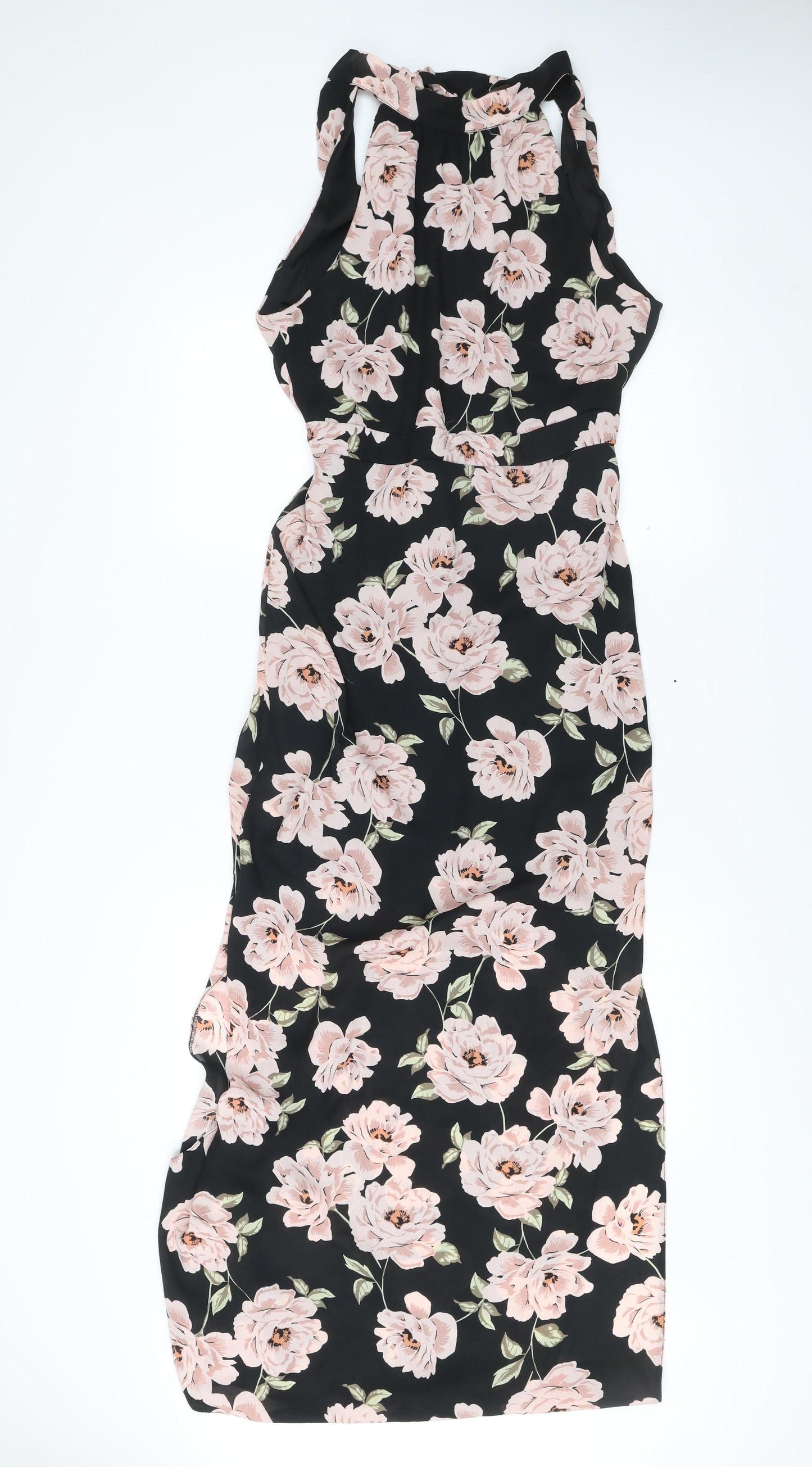 New Look Women’s Black Floral Maxi Halter Dress Size 10