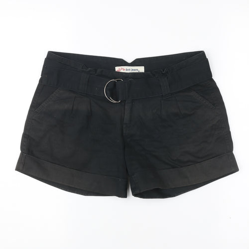 Just Jeans Women’s Black Chino Shorts Size 8 Cotton Belted