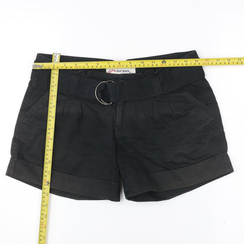 Just Jeans Women’s Black Chino Shorts Size 8 Cotton Belted