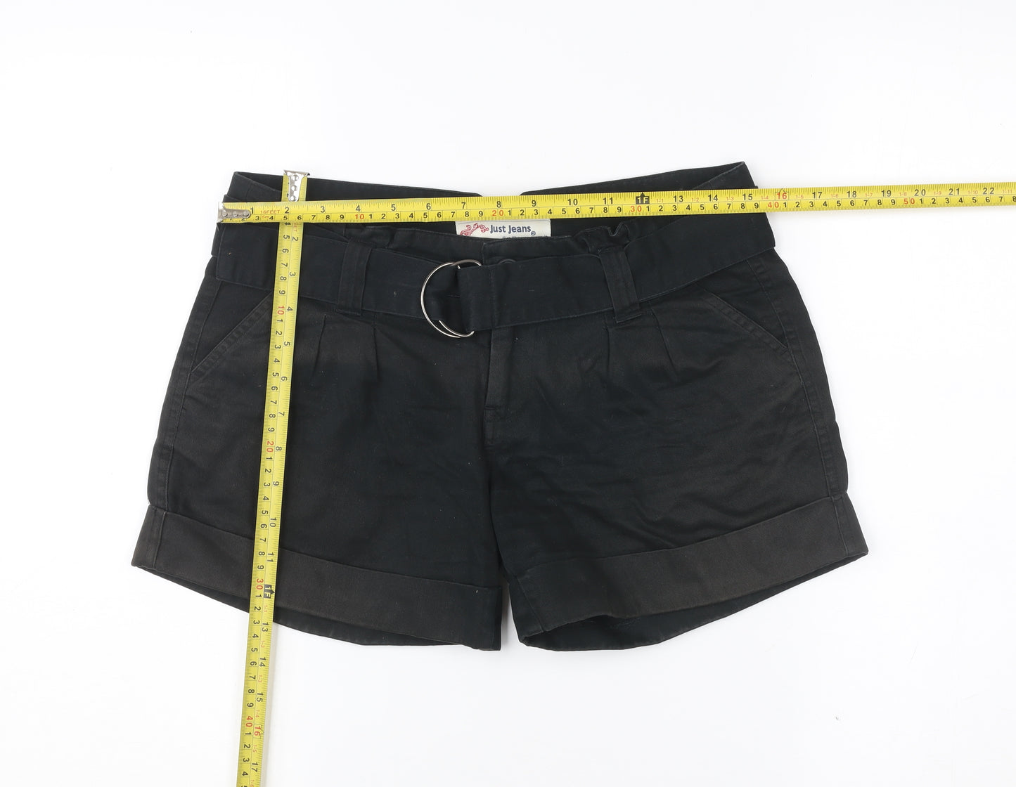 Just Jeans Women’s Black Chino Shorts Size 8 Cotton Belted