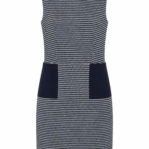 Tu Women Blue Stripe Shift Dress Size 8 Knee Length Sleeveless