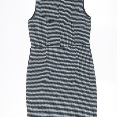 Tu Women Blue Stripe Shift Dress Size 8 Knee Length Sleeveless