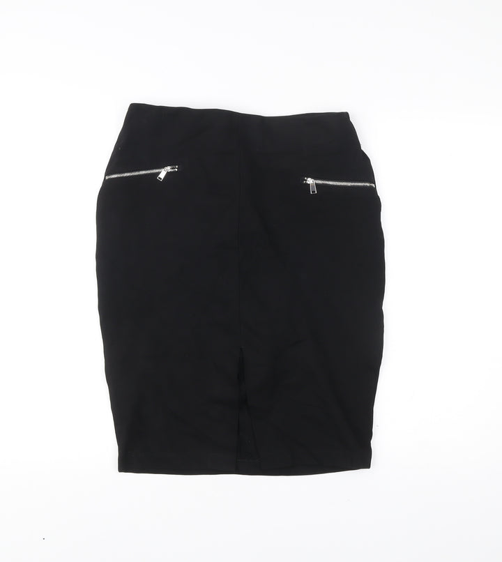 F&F Women’s Black Size 10 Pencil Skirt with Zip Detail