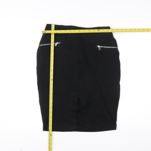F&F Women’s Black Size 10 Pencil Skirt with Zip Detail