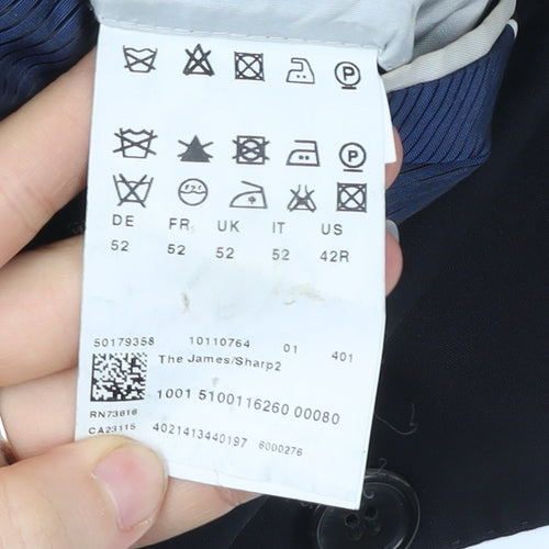 Guabello Men's Blue Wool Blazer Jacket 42 Chest Size 52 Regular