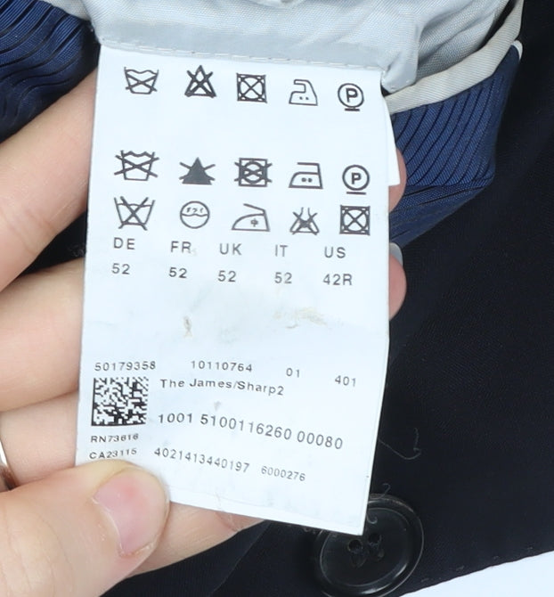 Guabello Men's Blue Wool Blazer Jacket 42 Chest Size 52 Regular