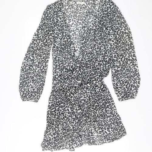 Kilibbi Women's Black Leopard Print Short A-Line Dress S