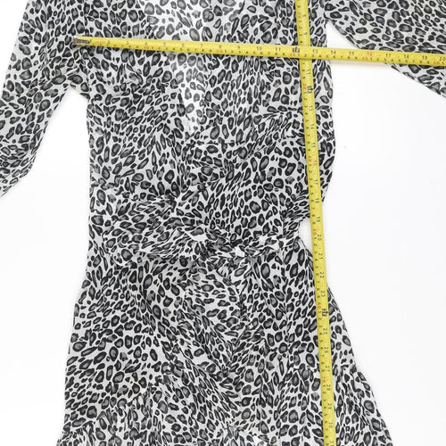 Kilibbi Women's Black Leopard Print Short A-Line Dress S