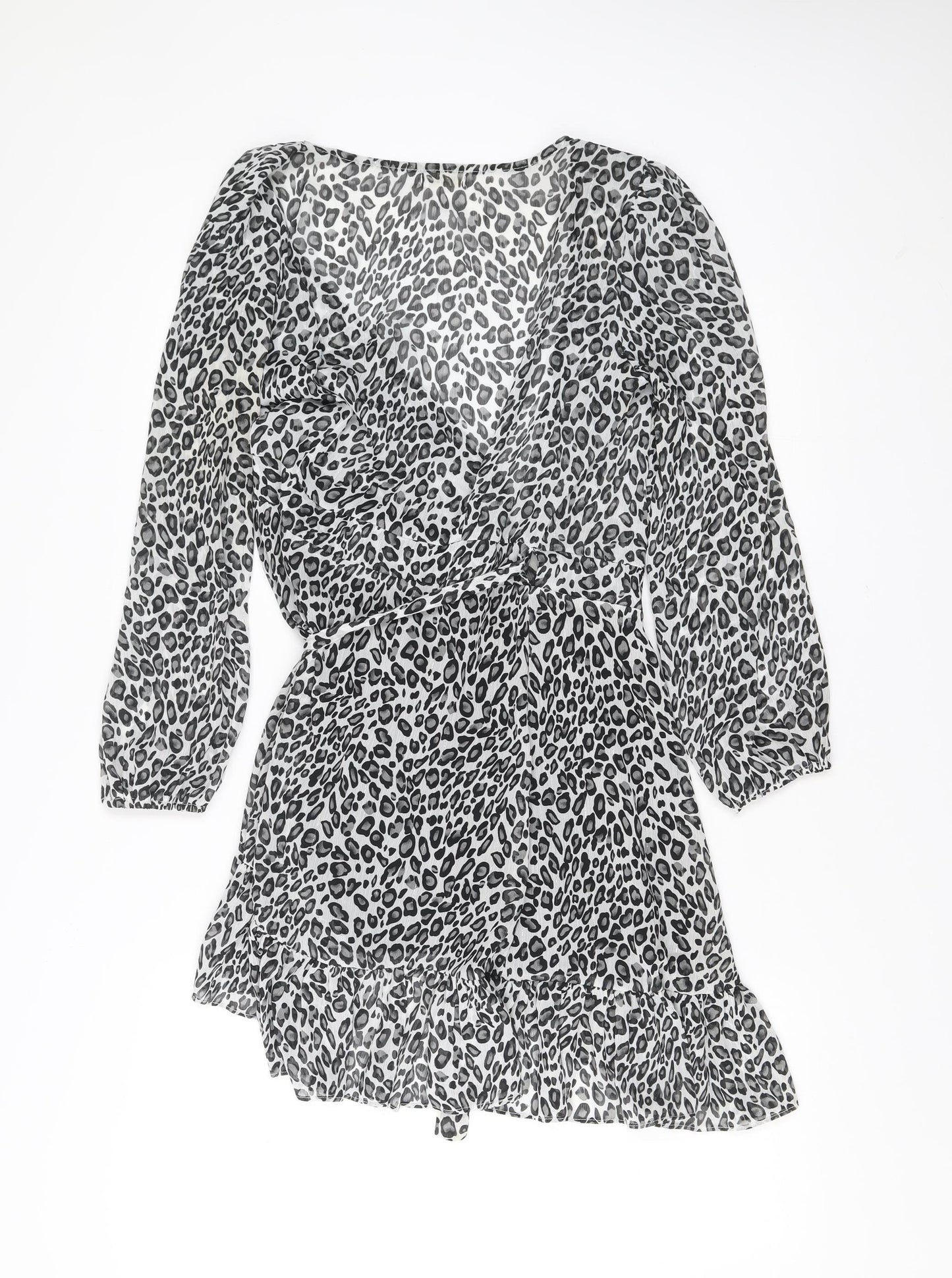 Kilibbi Women's Black Leopard Print Short A-Line Dress S
