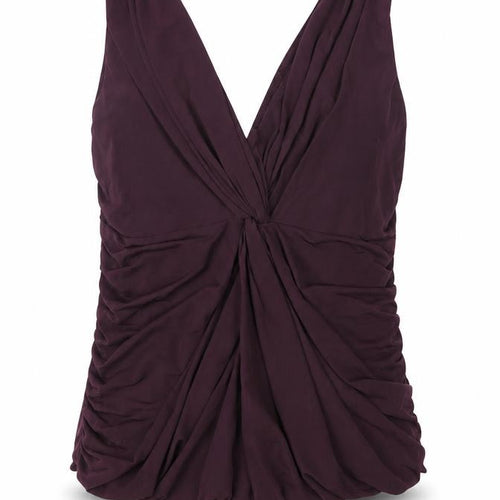 Coast Womens Purple Size 14 Sleeveless V-Neck Ruched Wrap Blouse