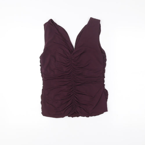 Coast Womens Purple Size 14 Sleeveless V-Neck Ruched Wrap Blouse