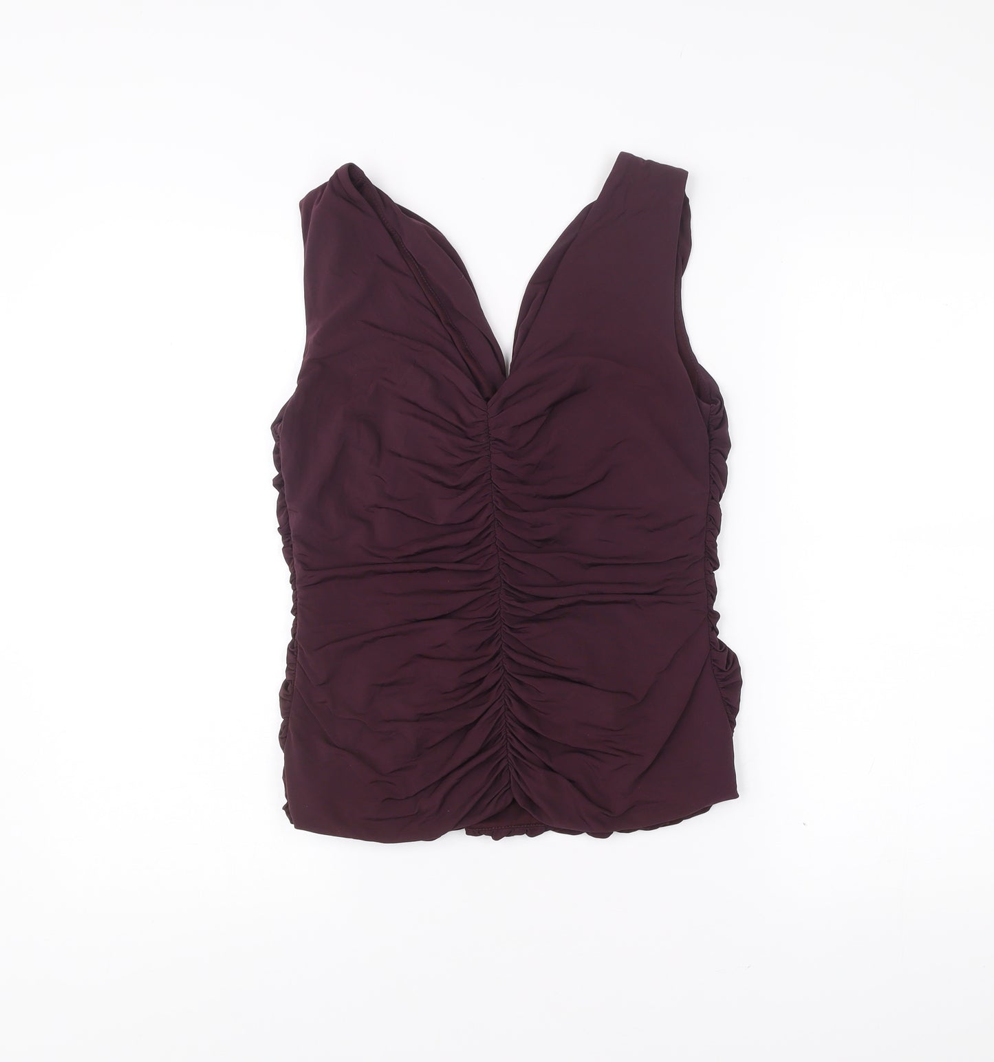 Coast Womens Purple Size 14 Sleeveless V-Neck Ruched Wrap Blouse