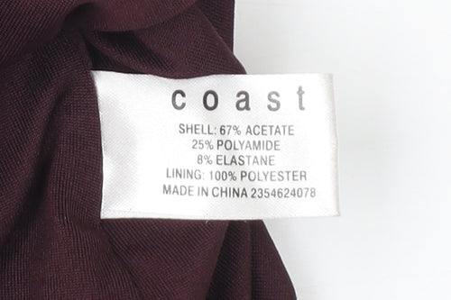 Coast Womens Purple Size 14 Sleeveless V-Neck Ruched Wrap Blouse