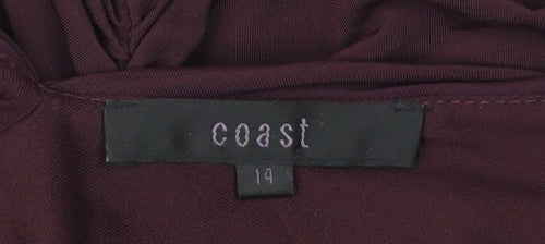 Coast Womens Purple Size 14 Sleeveless V-Neck Ruched Wrap Blouse