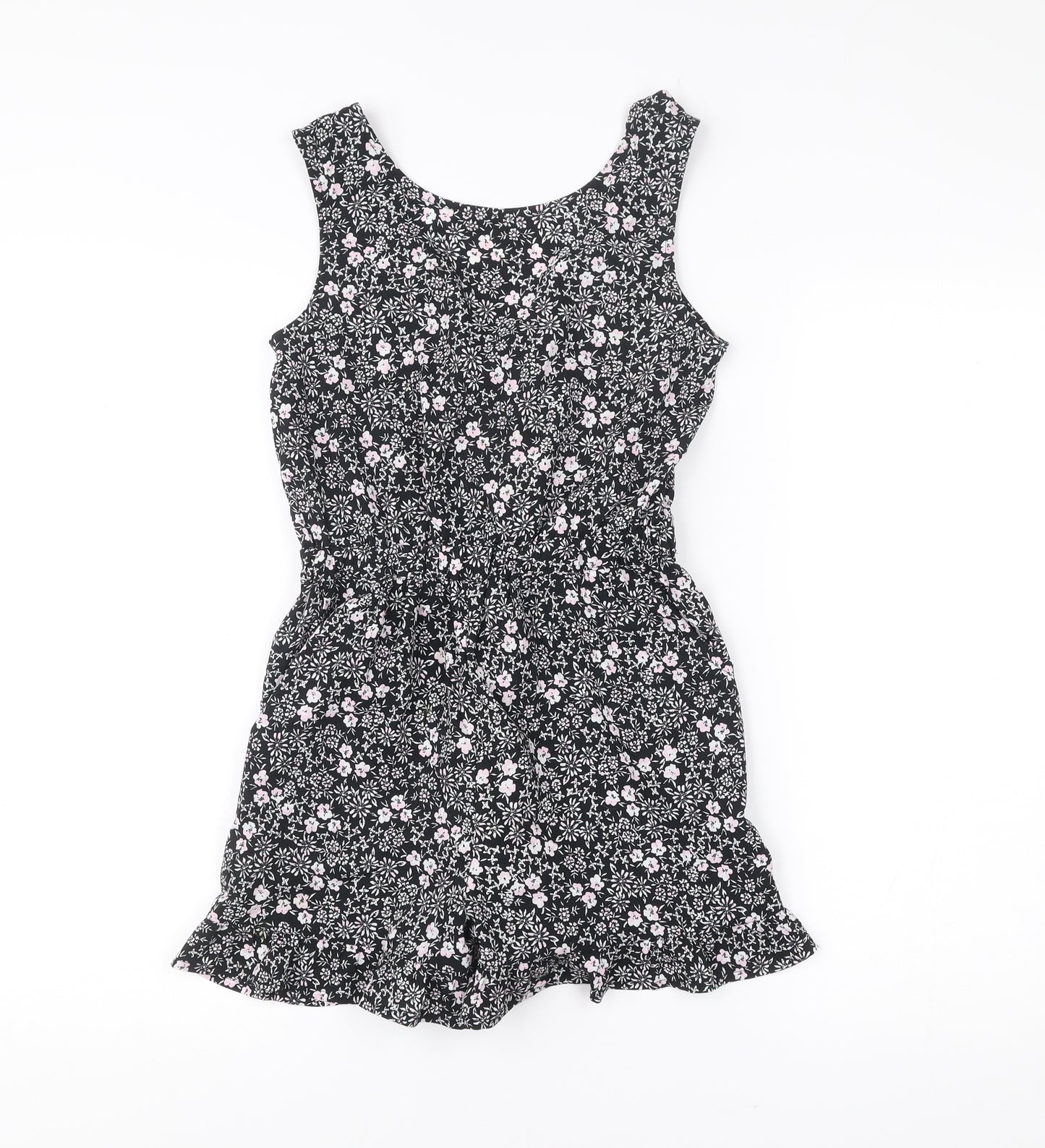 Next Girls Black Floral Playsuit 10 Years Sleeveless Summer One-Piece