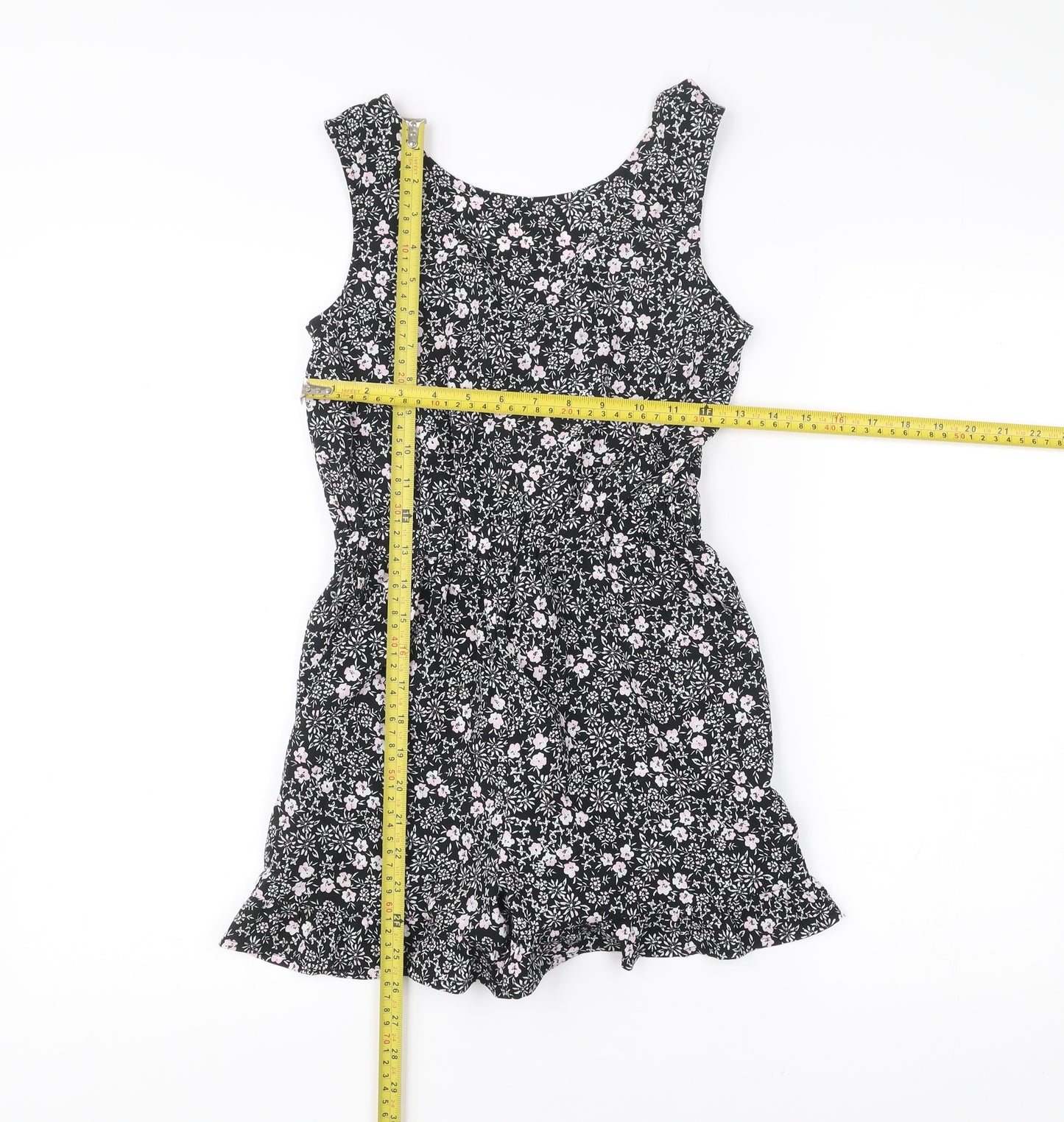 Next Girls Black Floral Playsuit 10 Years Sleeveless Summer One-Piece