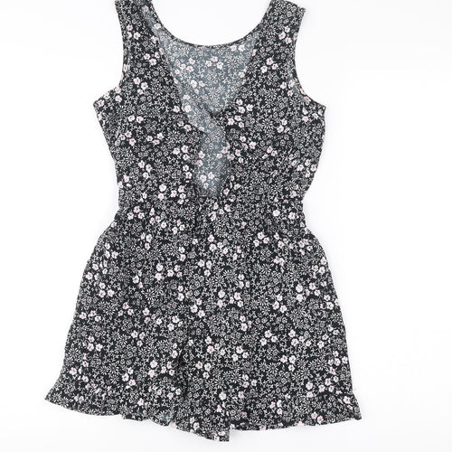 Next Girls Black Floral Playsuit 10 Years Sleeveless Summer One-Piece