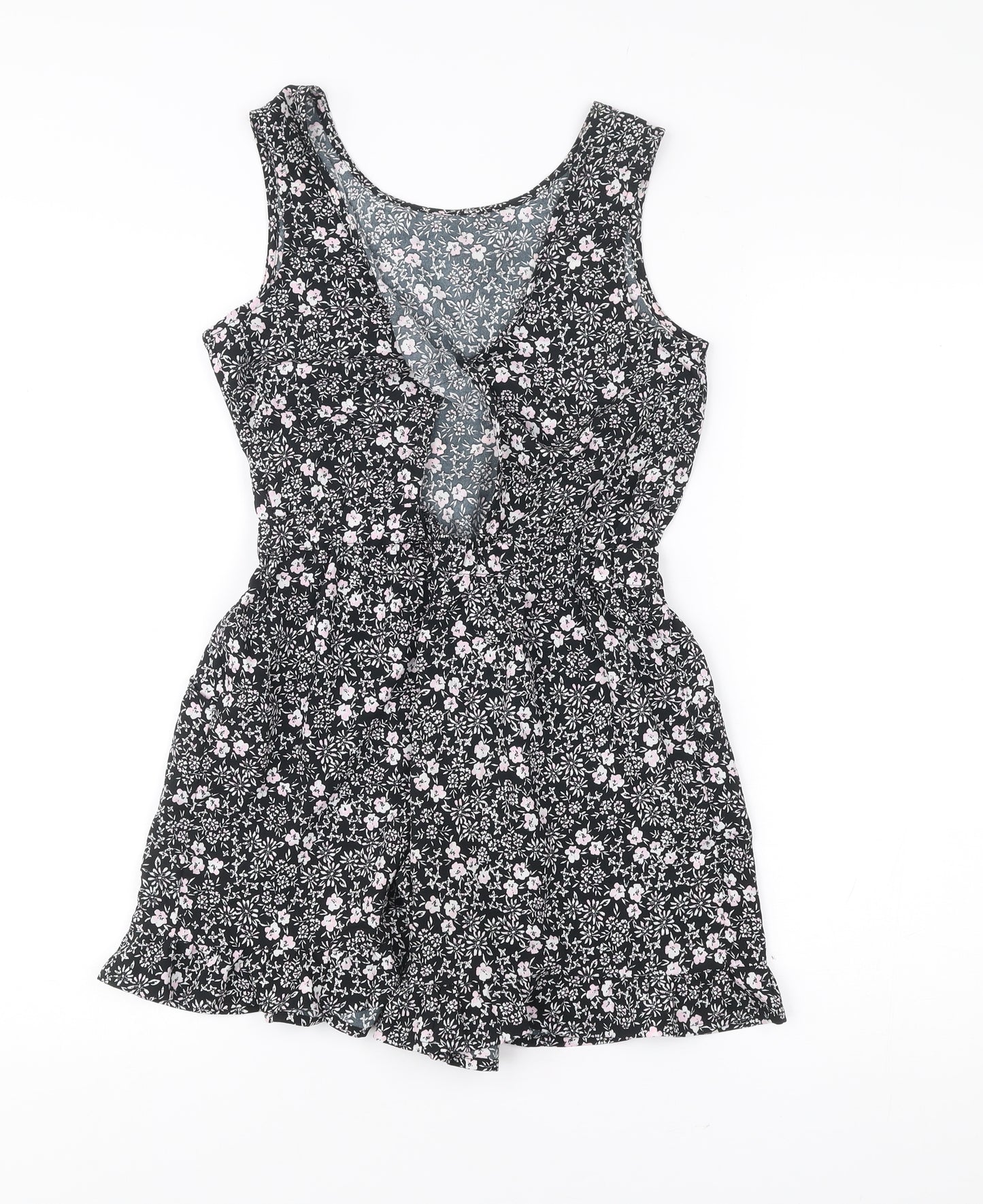 Next Girls Black Floral Playsuit 10 Years Sleeveless Summer One-Piece