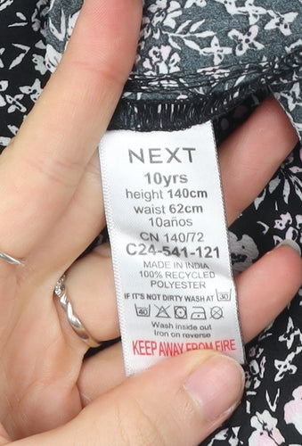 Next Girls Black Floral Playsuit 10 Years Sleeveless Summer One-Piece