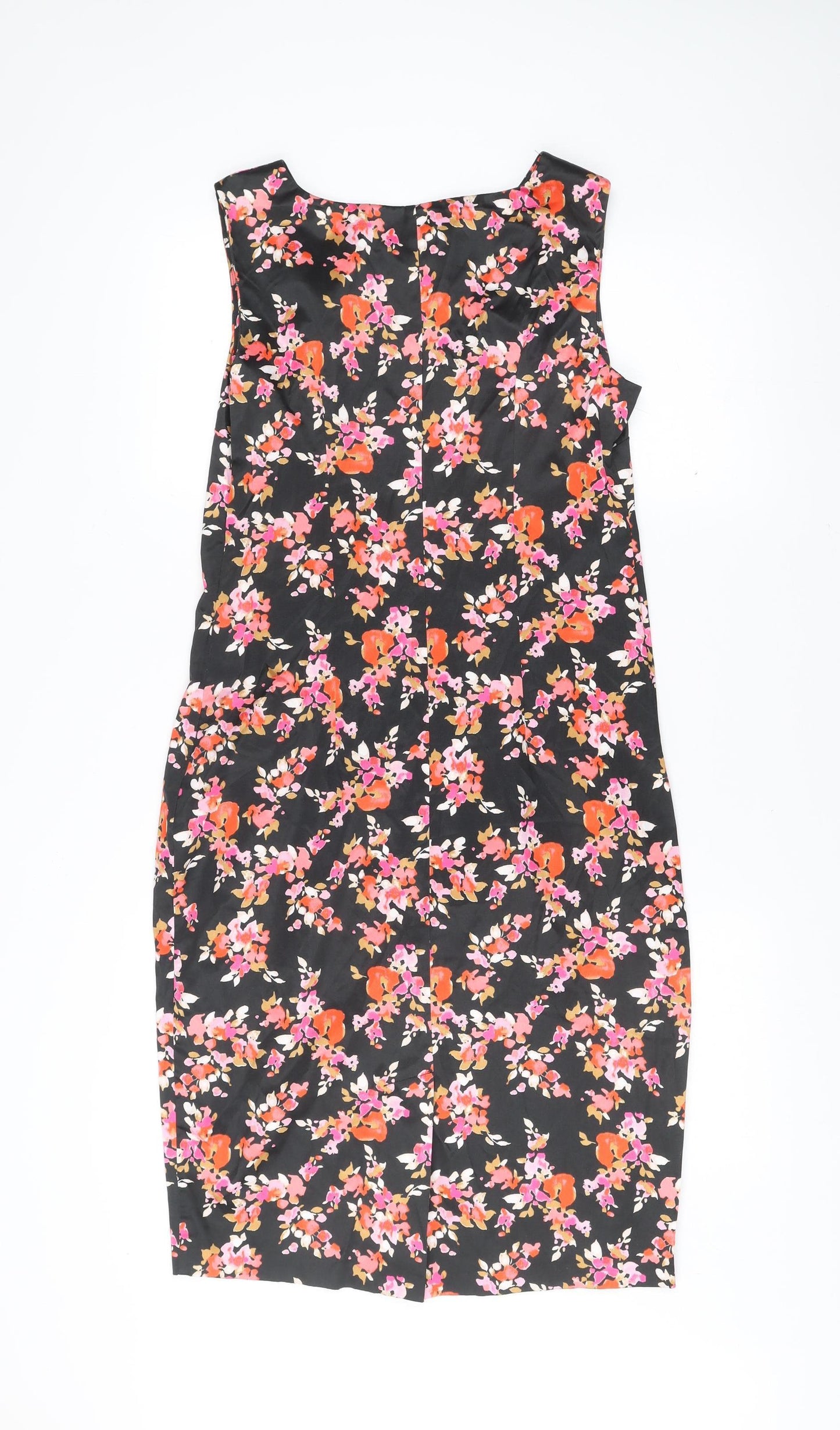 F&F Womens Black Floral Sheath Dress Size 12 Sleeveless Scoop Neck