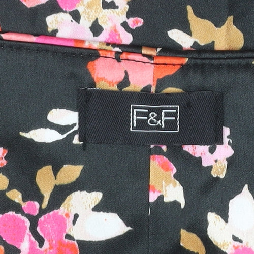 F&F Womens Black Floral Sheath Dress Size 12 Sleeveless Scoop Neck