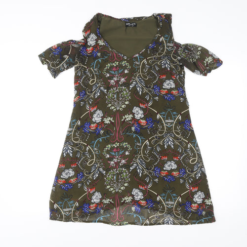 Select Women’s Multicoloured Floral Shift Dress Size 8 V-Neck