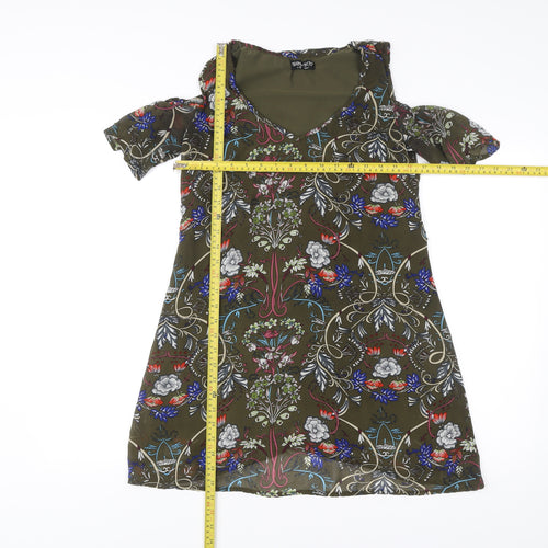 Select Women’s Multicoloured Floral Shift Dress Size 8 V-Neck