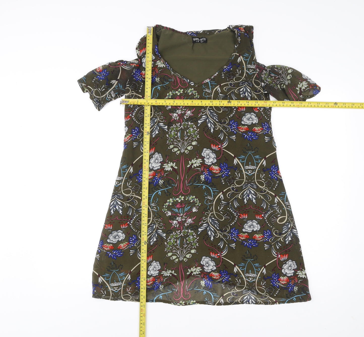Select Women’s Multicoloured Floral Shift Dress Size 8 V-Neck