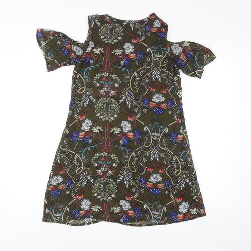 Select Women’s Multicoloured Floral Shift Dress Size 8 V-Neck