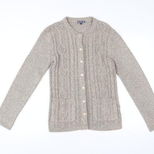 Sarah Hamilton Women Beige Small Cable Knit Cardigan Jumper