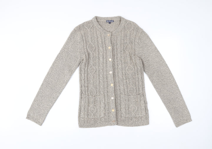 Sarah Hamilton Women Beige Small Cable Knit Cardigan Jumper