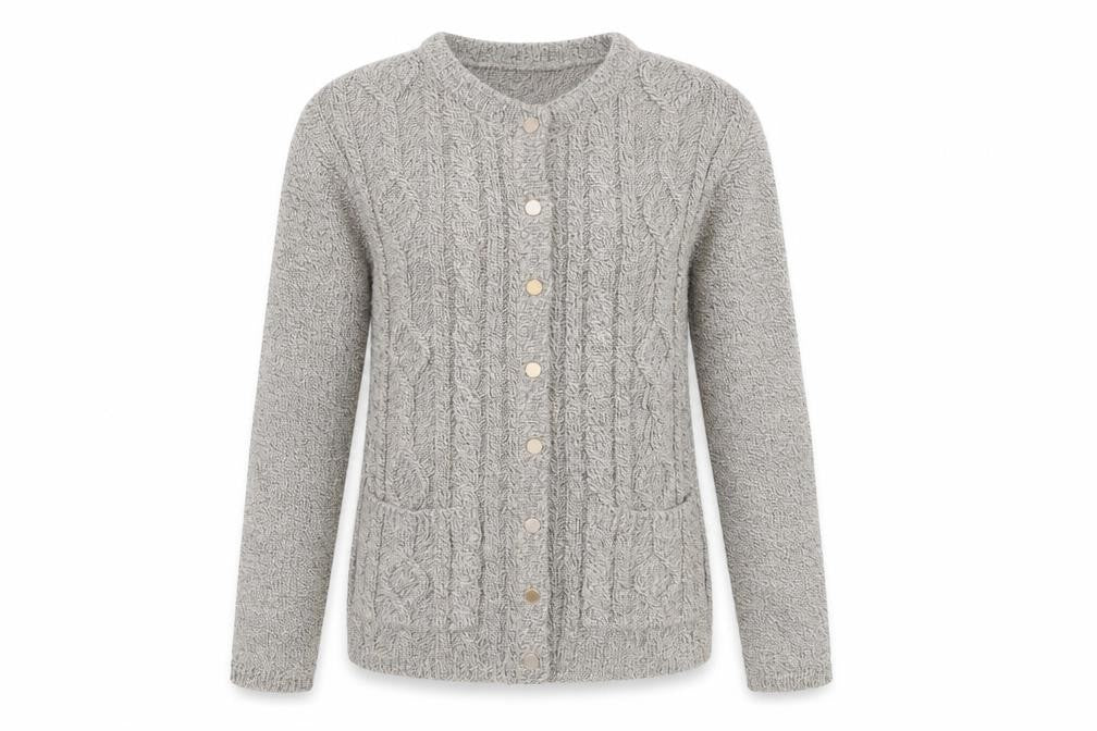 Sarah Hamilton Women Beige Small Cable Knit Cardigan Jumper