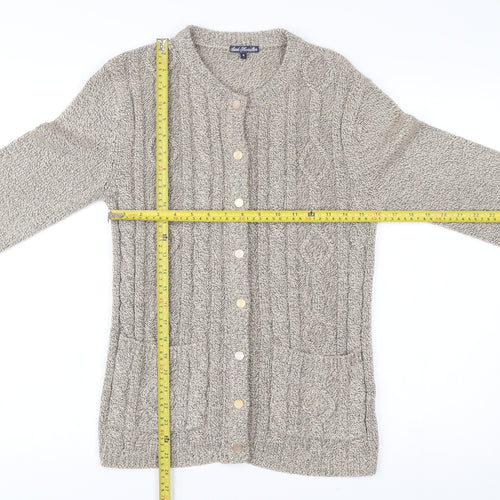 Sarah Hamilton Women Beige Small Cable Knit Cardigan Jumper