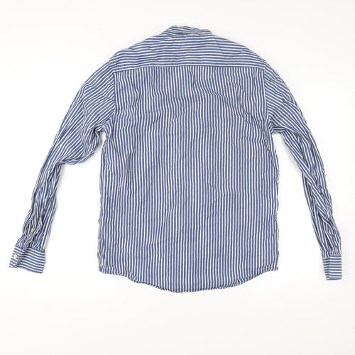 Tommy Hilfiger Men’s Blue Striped Dress Shirt M Long Sleeve Cotton