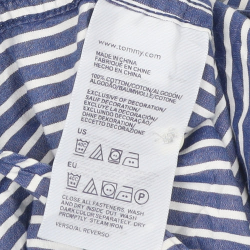 Tommy Hilfiger Men’s Blue Striped Dress Shirt M Long Sleeve Cotton