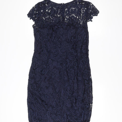 Stenay Women Blue Lace Sheath Cocktail Dress Size 12