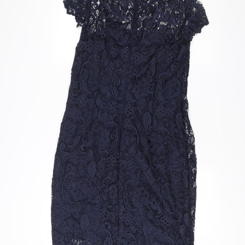 Stenay Women Blue Lace Sheath Cocktail Dress Size 12